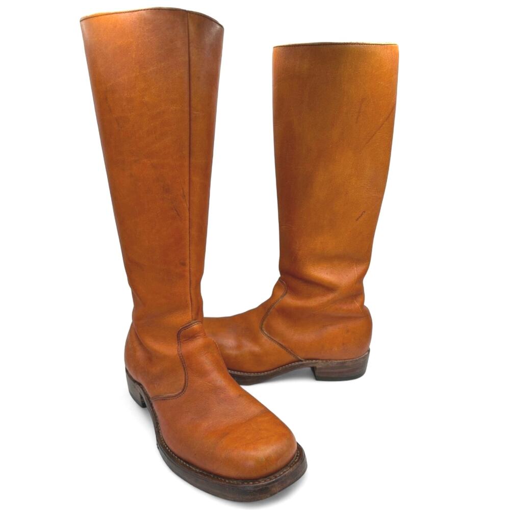 VTG FRYE 70s BLACK Label TALL Campus Boot Camel Leather Square
Toe Womens 10 USA